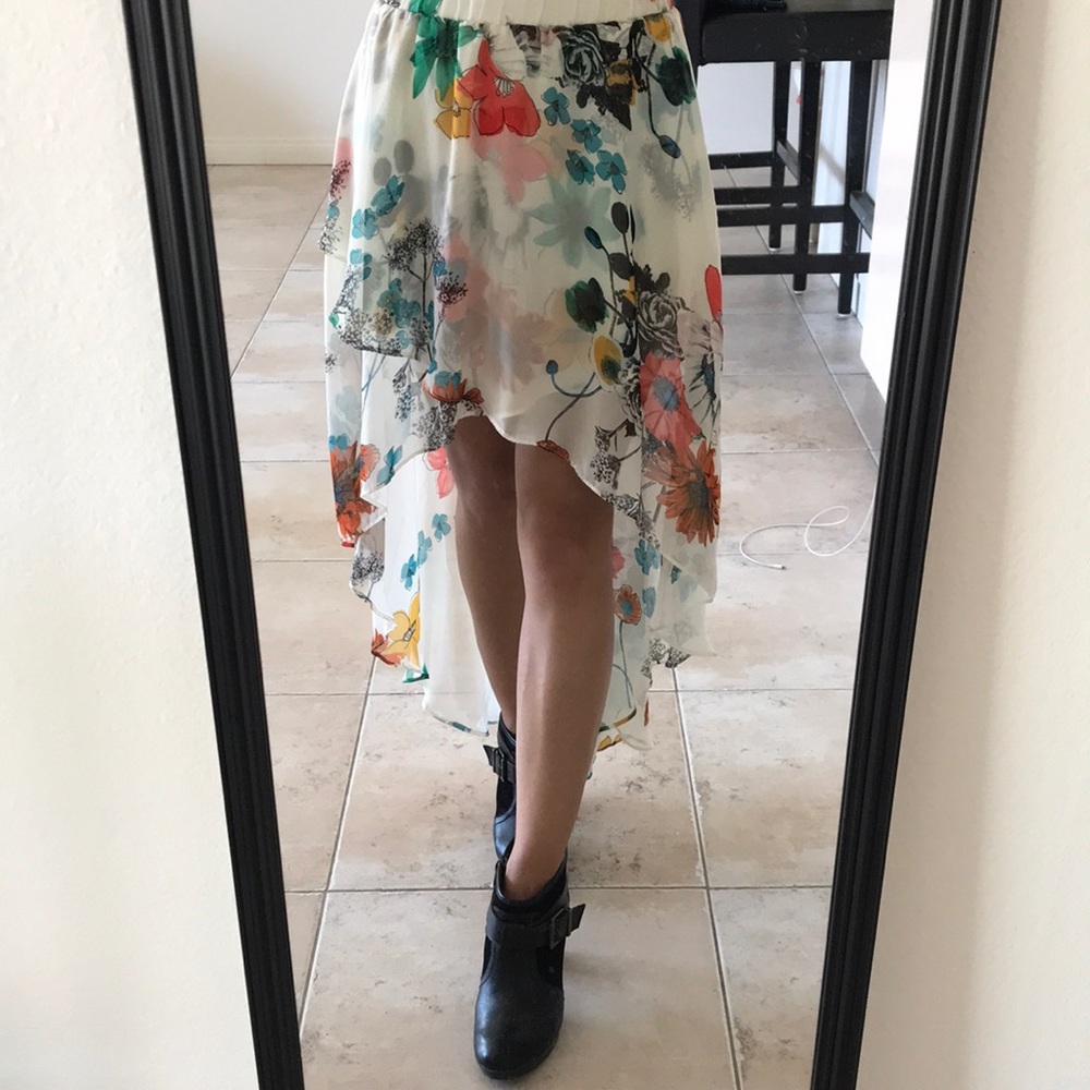Floral high low skirt